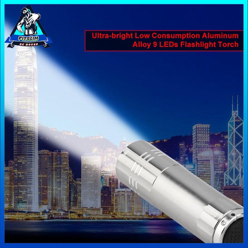 Đèn pin 9 LED hợp kim nhôm siêu sáng tiêu thụ năng lượng thấp