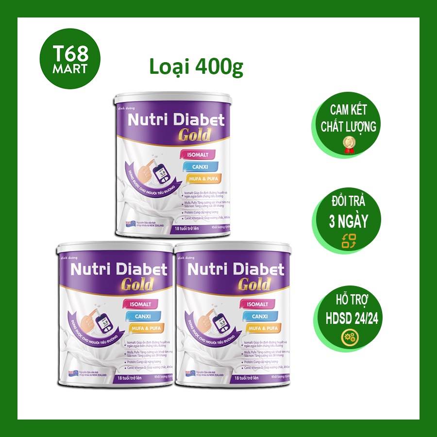 Sữa bột cho người tiểu đường Nutri Diabet Gold 400g kiểm soát đường huyết, cung cấp dinh dưỡng, tăng cường sức đề kháng