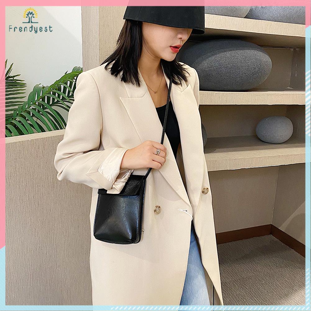 Túi đeo chéo da PU đựng điện thoại phong cách retro cho nữ