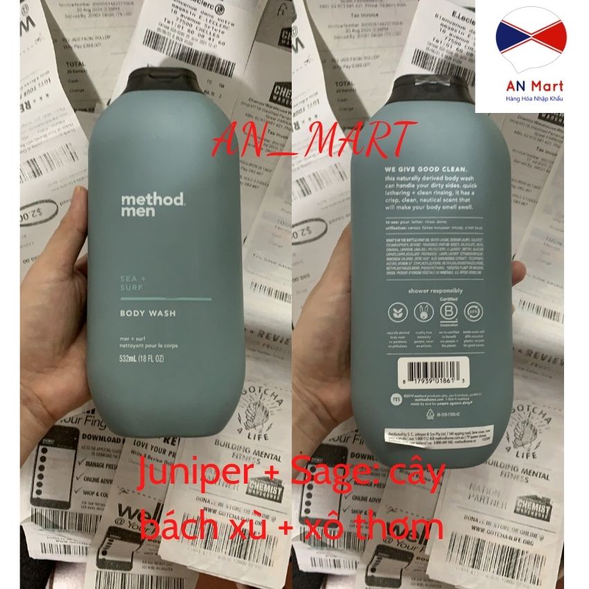 Sữa Tắm organic Method Body Wash Mùi Hương cả Nữ và Nam 532ml Chuẩn Hàng Úc 100% từ thiên nhiên