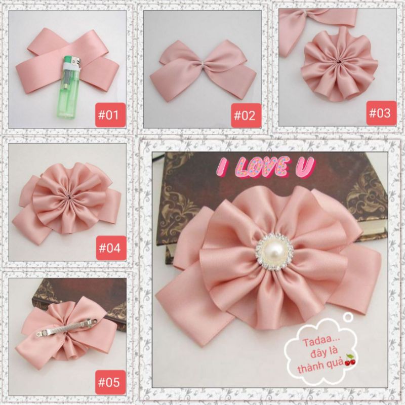 Set ruy băng ren, voan, lụa nguyên liệu làm handmade : Kẹp tóc, cột tóc, cài áo, cặp tóc, cài tóc, nơ tóc🍒
