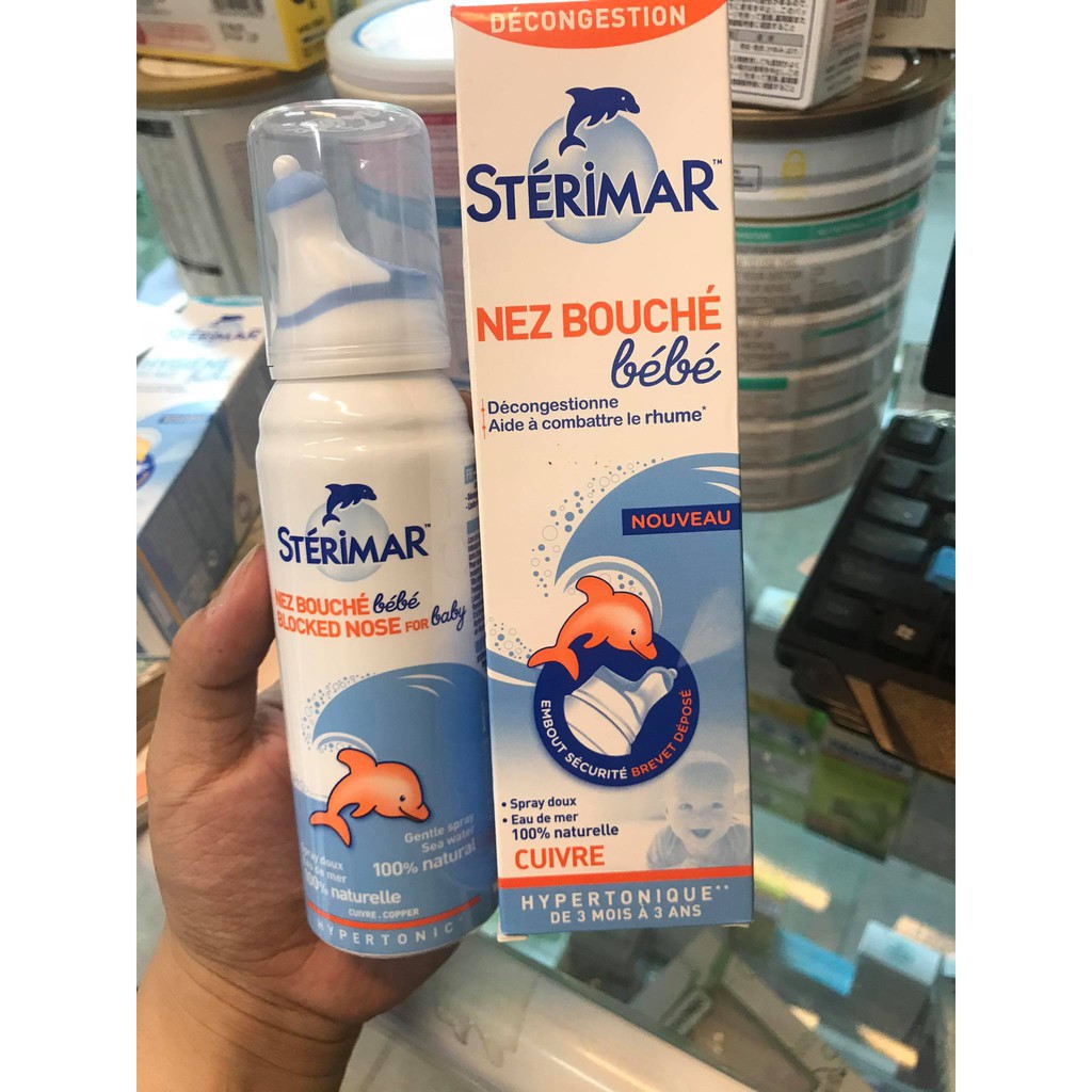 Nước xịt muối biển/kháng viêm STERIMAR nội địa Pháp 100ml