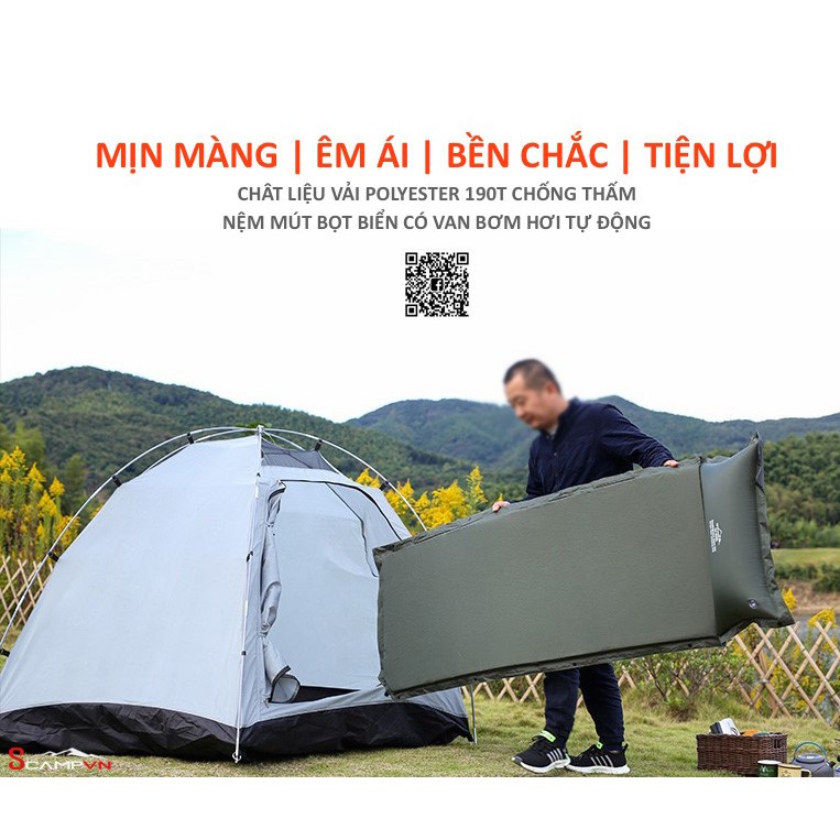 Nệm gối hơi mút bọt biển dày 4.5cm bơm tự động NURGAZ CAMPOUT (Thổ Nhĩ Kỳ) du lịch dã ngoại cắm trại