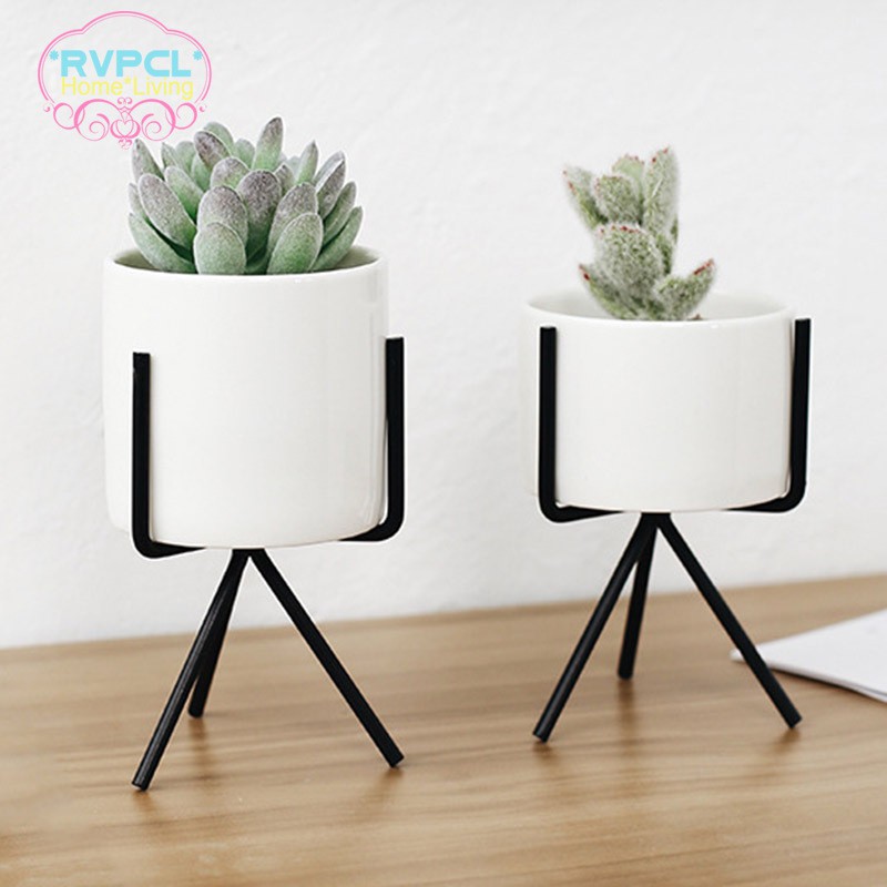 Chậu Hoa Bằng Gốm Sứ Màu Trắng Phong Cách Bắc Âu