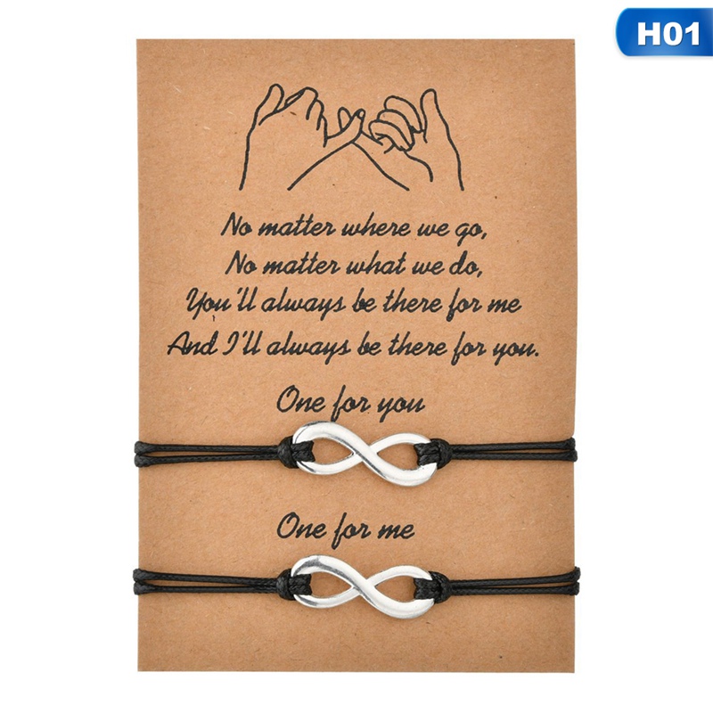 Tmdbyx Infinity Friendship Lover Couple Charm Card Wish You Me Promise Bracelet Gift