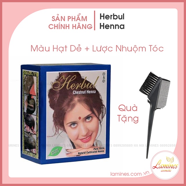 [Quà Tặng] Thuốc Nhuộm Tóc Thảo Dược Herbul Henna Ấn Độ - Màu Hạt Dẻ Chestnut + Tặng Lược Nhuộm Tóc