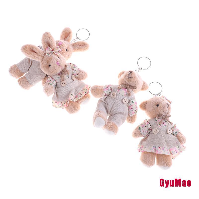 1 Cặp Móc Khóa Hình Gấu Thỏ Bông Hoa Dễ Thương 2017 11cm
