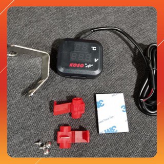 Đồng hồ KOSO vuông báo 3 chức năng đo VOL , đo nhiệt độ, cổng sạc USB lắp được nhiều dòng xe ( kèm phụ kiện như hình)