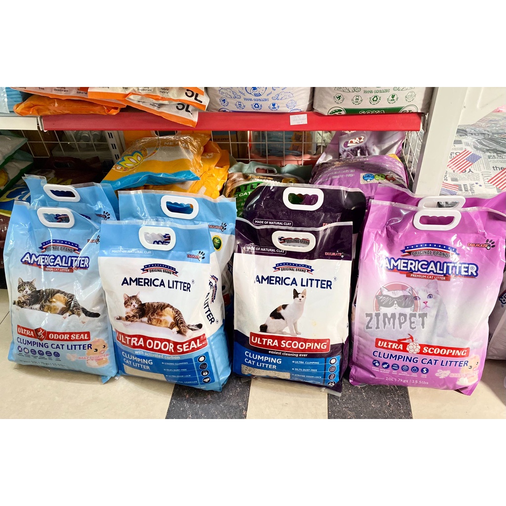 Cát vệ sinh America Litter bao 10L siêu vón, khử mùi, không bụi