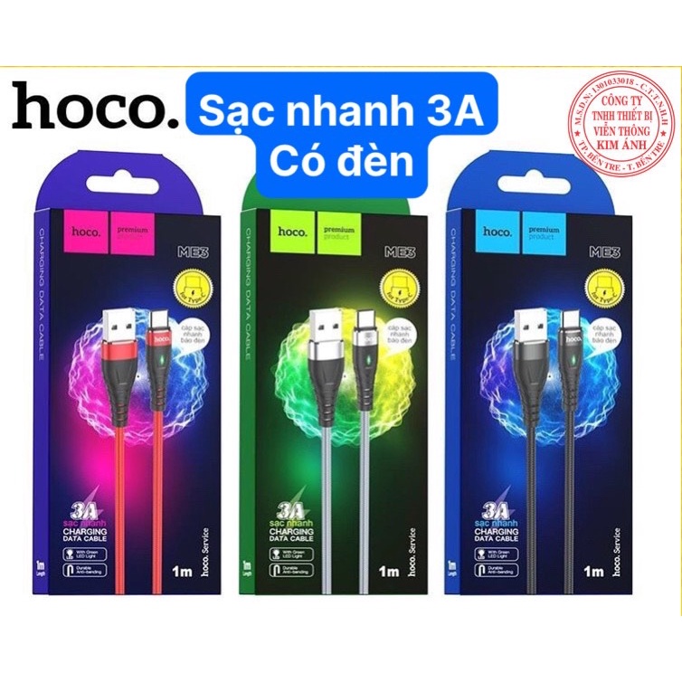 Dây Sạc Nhanh Hoco ME3 các loại - Cáp Sạc Nhanh 3A dây dù chống rối
