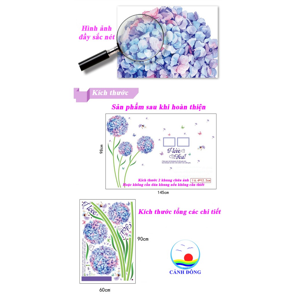 Giấy dán tường hoa cẩm tú cầu lãng mạn và đầy thơ mộng