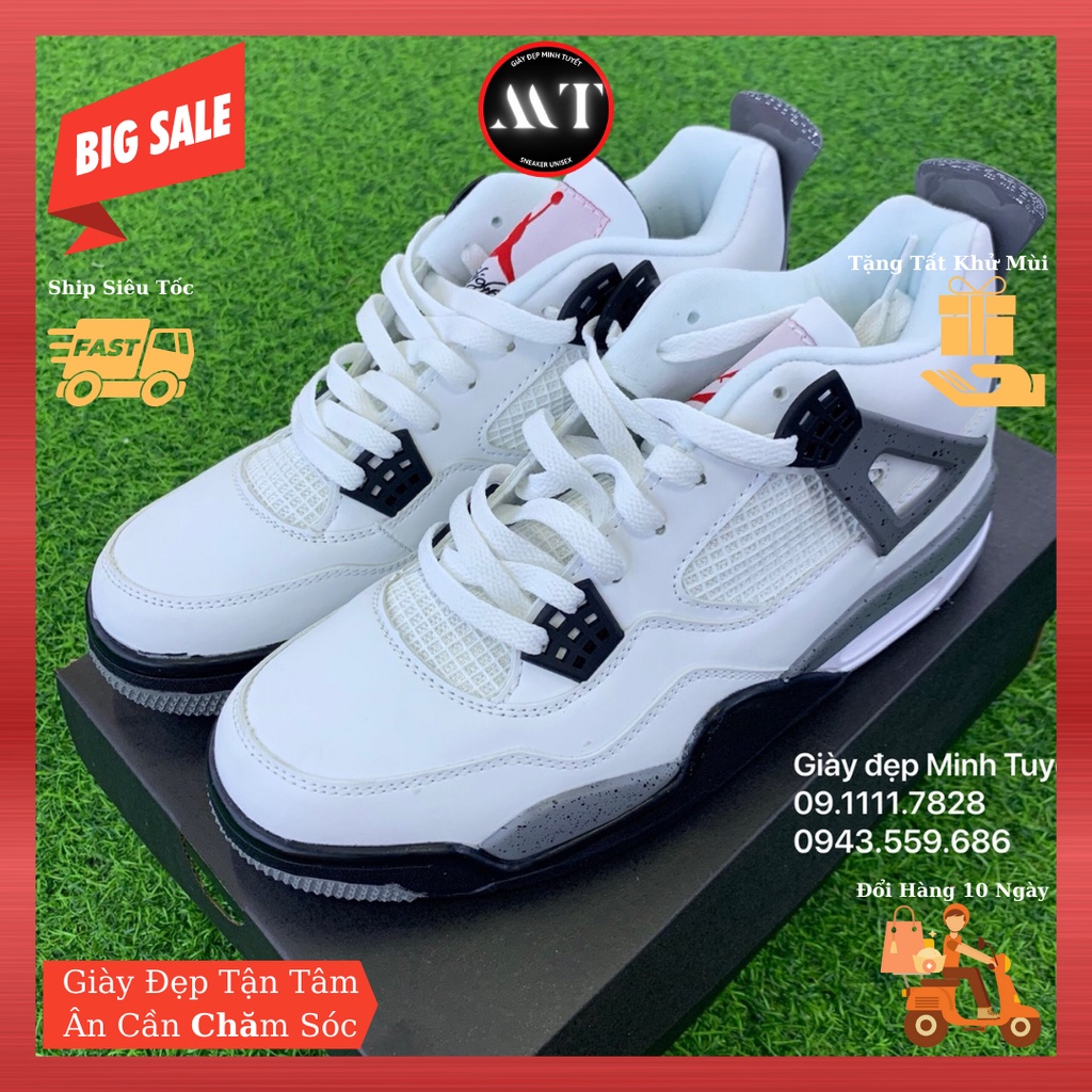 Giày Jordan-4 Trắng ghi Sneaker thể thao Nam Nữ chất lượng cao, giá rẻ tốt nhất thị trường Hà Nội - toàn quốc