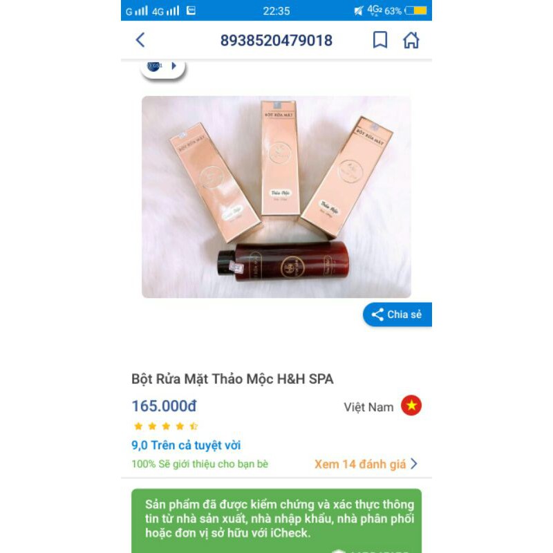 Bột rửa mặt thảo mộc H&H Spa 100g