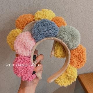 Băng đô rửa mặt đính bóng lông phong cách Hàn Quốc
