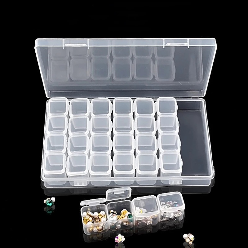 6/8/10/12/24/28 Grids Transparent Clamshell Jewelry Storage Plastic Box/ Nail Art Tools Storage Container/ Dustproof Cotton Swab Necklace Earrings Rings Beads Jewelry Clear Organizer Case