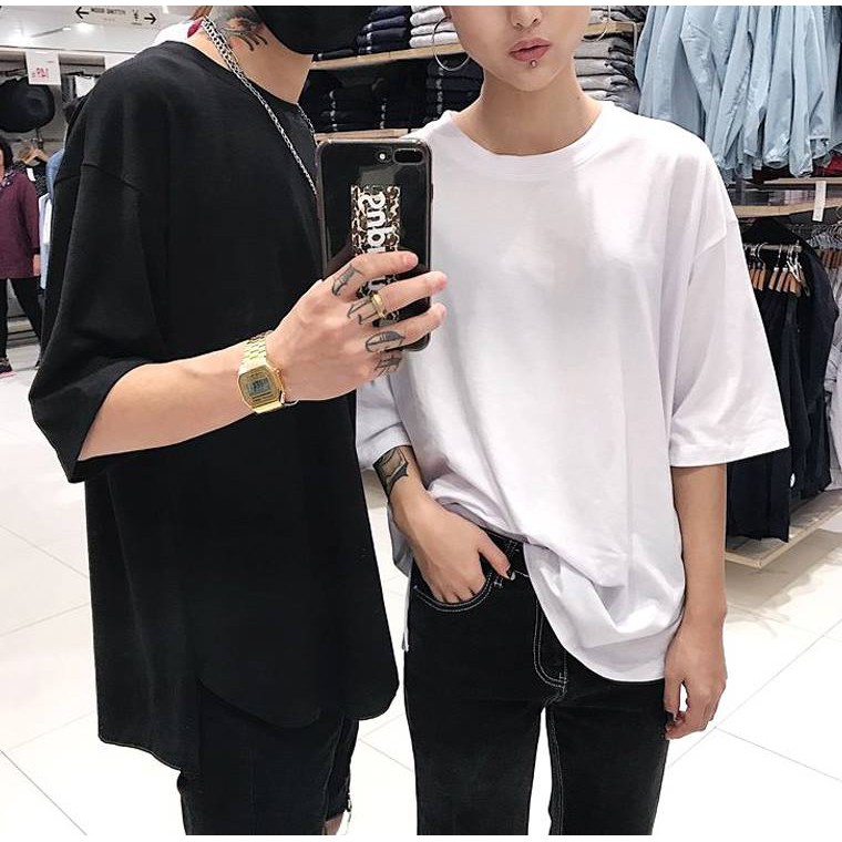 áo layer tà bầu tà vuông unisex - longtee lio đen / trắng - áo thun over thời trang nam nữ teen tee