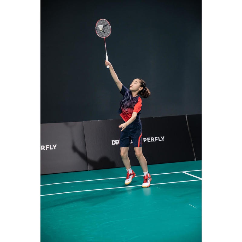 Quần short 560 jr cho trẻ em - xanh navy/đỏ Decathlon Perfly