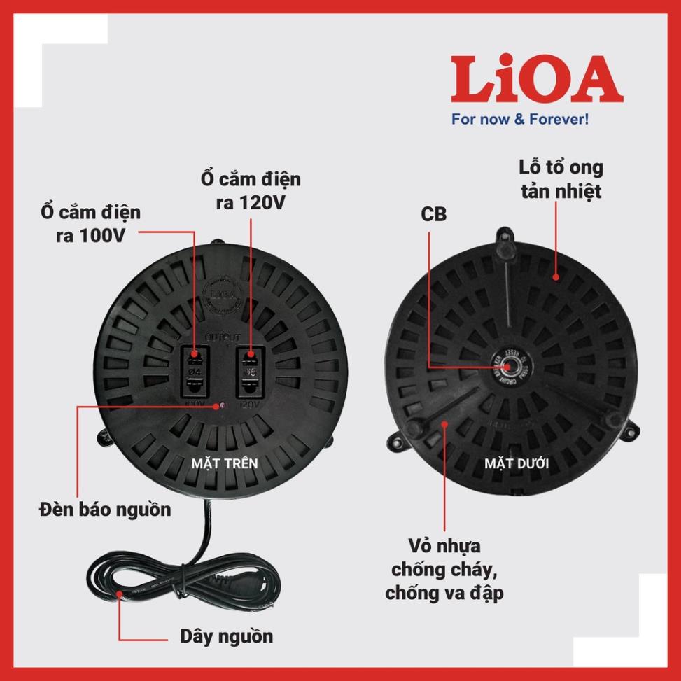 Biến áp 220v ra 110v, đổi nguồn 220v sang 110v, biến áp tự ngẫu LIOA, DN004, Công Suất 0.4kva, 400VA