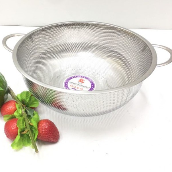 Rổ inox 304 [FREESHIP] dày dặn dễ dàng rửa rau, vẩy rau - được làm từ inox 304 có 2 size