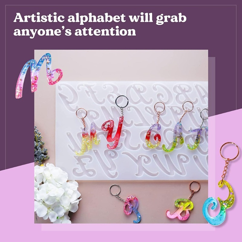 Sa Khuôn Silicone Làm Móc Khóa Hình Chữ Cái Tiếng Anh