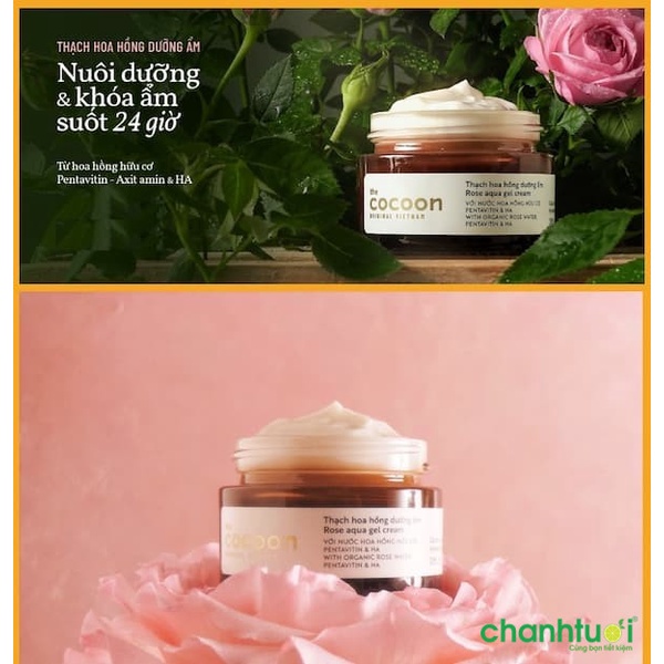 Combo Bộ Dưỡng Ẩm Da Mặt Nạ Hoa Hồng COCOON 100ml &amp; Thạch Hoa Hồng Dưỡng Ẩm COCOON 100ml