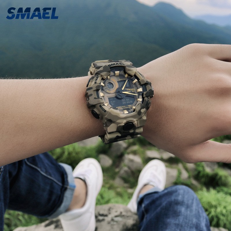 Đồng hồ nam SMAEL 8001dáng thể thao thời trang, cá tính, có chống nước màu Trắng