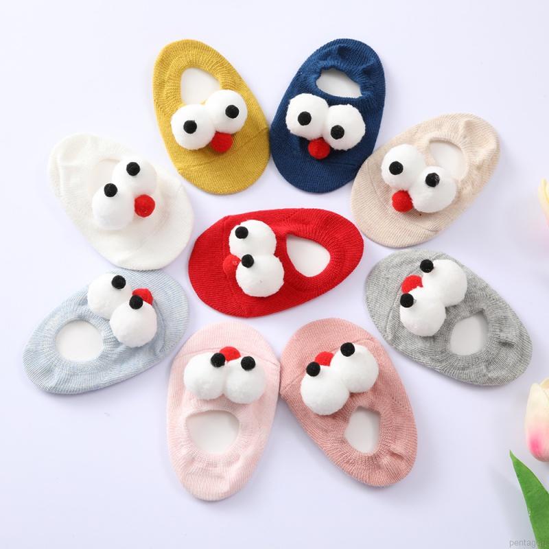 Vớ cotton chống trượt màu trơn in họa tiết hoạt hình dễ thương cho bé sơ sinh