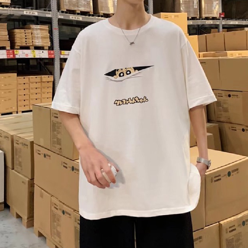 Áo Thun Tay Ngắn Dáng Rộng In Họa Tiết Hoạt Hình Phong Cách Hip Hop Hàn Quốc Thời Trang Cho Nam