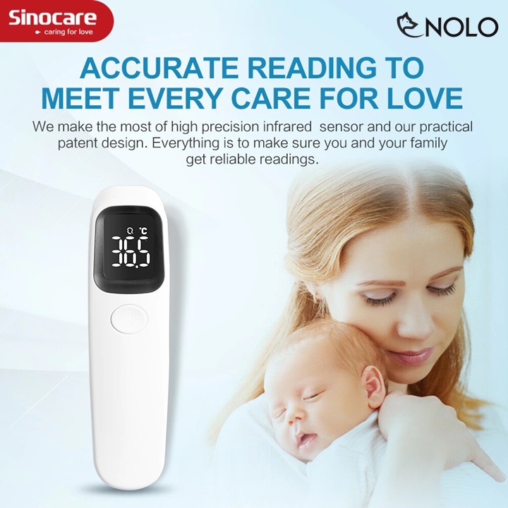 Máy Đo Thân Nhiệt Nhiệt Độ Cơ Thể Sinocare Đo Trán Không Tiếp Xúc Bộ Nhớ 32 Lần Đo Gần Dùng Pin AAA