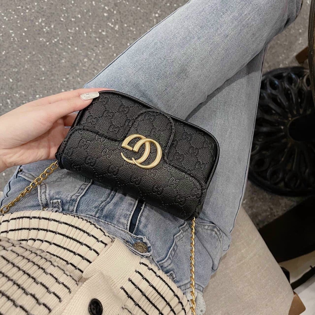 Túi Đeo Chéo Da Mềm Họa Tiết  Đựng Vừa Điện Thoại,Dây Xích Dài Các NànG Có Thể Điều Chỉnh Đeo Kẹp Nách Cho Điệu Đà