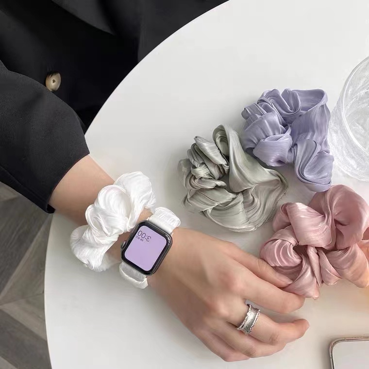 Dây Đeo Đồng Hồ Dạng Dây Cột Tóc Co Giãn Cho Apple Watch Series 7 6 SE 5 4 3 2 1 38mm 40mm 42mm 44mm 45mm 41mm