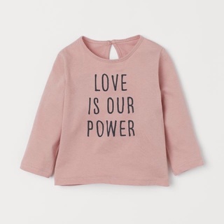 Auth | Áo cotton H&M Authentic màu hồng chữ cho bé gái