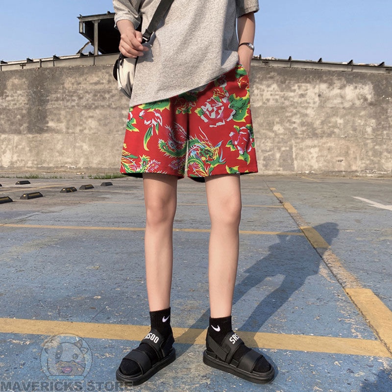 Quần ngắn ống rộng In Họa Tiết Hoa Phong Cách hip hop Dành Cho Cả Nam Và Nữ