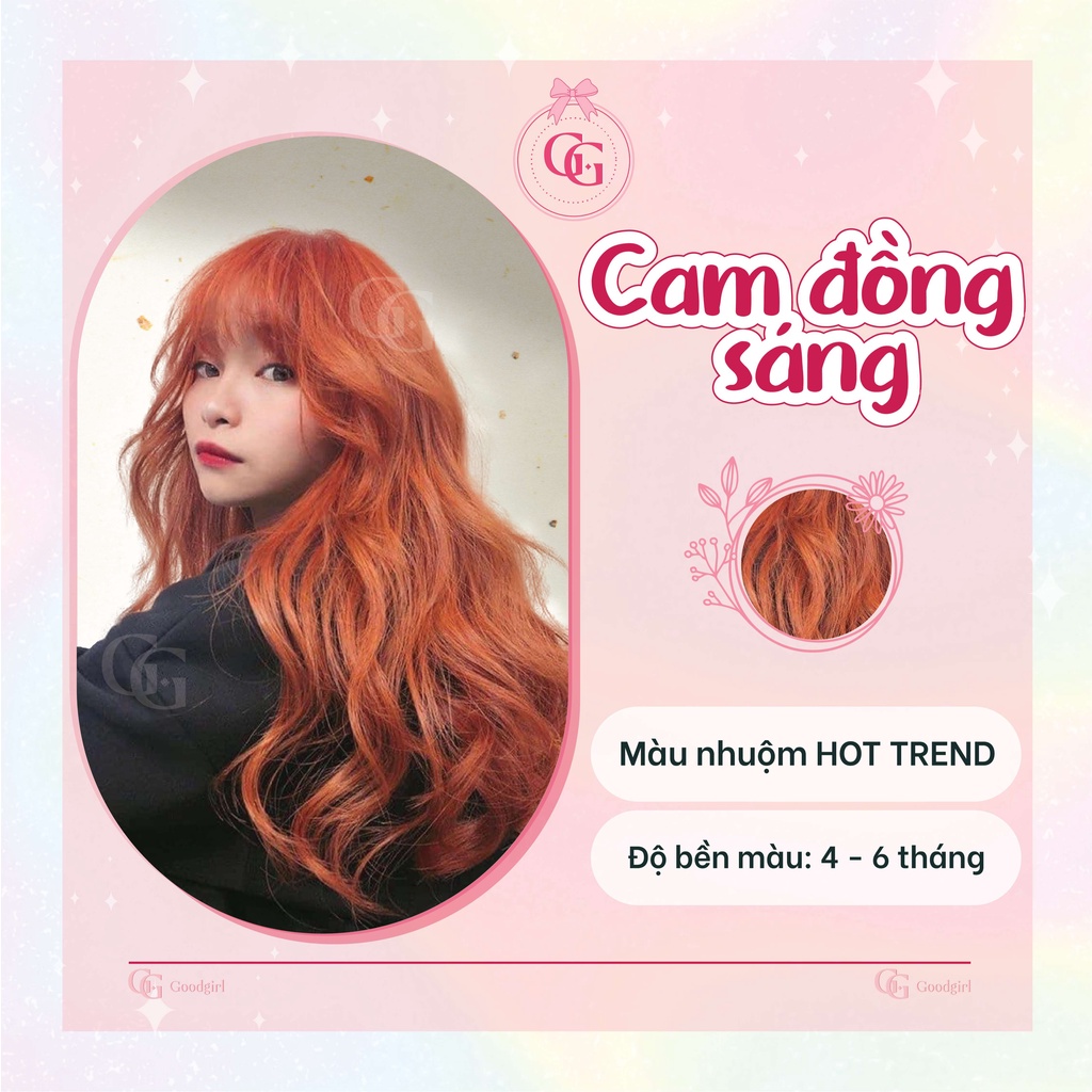 Thuốc nhuộm tóc màu Cam đồng sáng hot trend tặng kèm gang tay và oxy trợ nhuộm