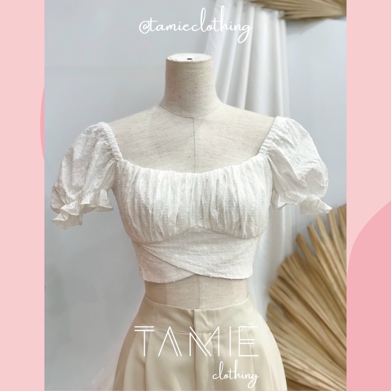 Áo Croptop XÔ BI TRẮNG NƠ LƯNG TAMIEclothing