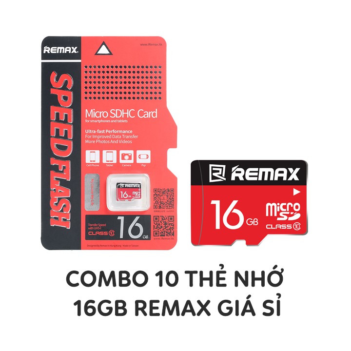 COMBO 10 THẺ NHỚ REMAX MICRO SD 16GB TỐC ĐỘ CLASS 10