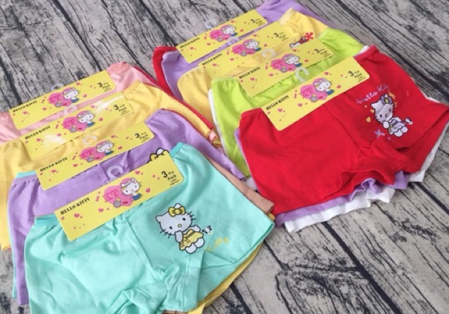 Set 3 Quần chip đùi hello kitty cho bé 8-40kg☘️Thun cotton chính phẩm