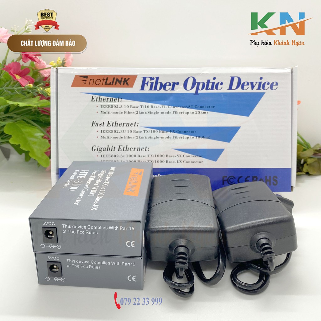 Bộ chuyển đổi quang điện Netlink Converter 10/100/1000 Base TX To 10/100/1000 Base FX