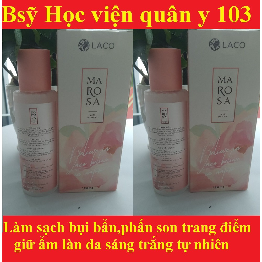 NƯỚC TẨY TRANG MAROSA CLEANSING WATER LACO, dùng cho mọi loại da làm sạch sâu, dưỡng ẩm giúp da sáng trắng tự nhiên120ML | BigBuy360 - bigbuy360.vn