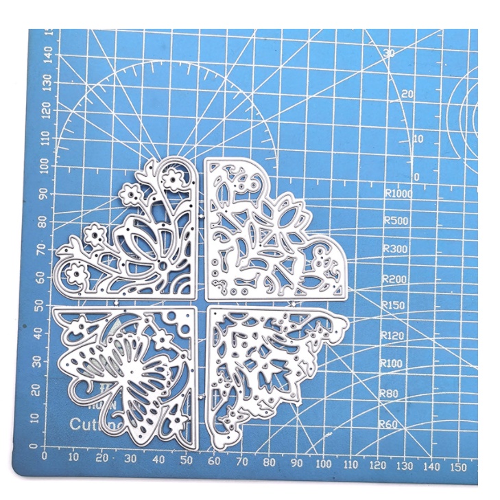A02 - Khuôn cắt giấy Làm thiệp Sổ Tay Quà Tặng - Hoa Ren 4 góc Khuôn Kim loại Scrapbook - ZEN Handmade