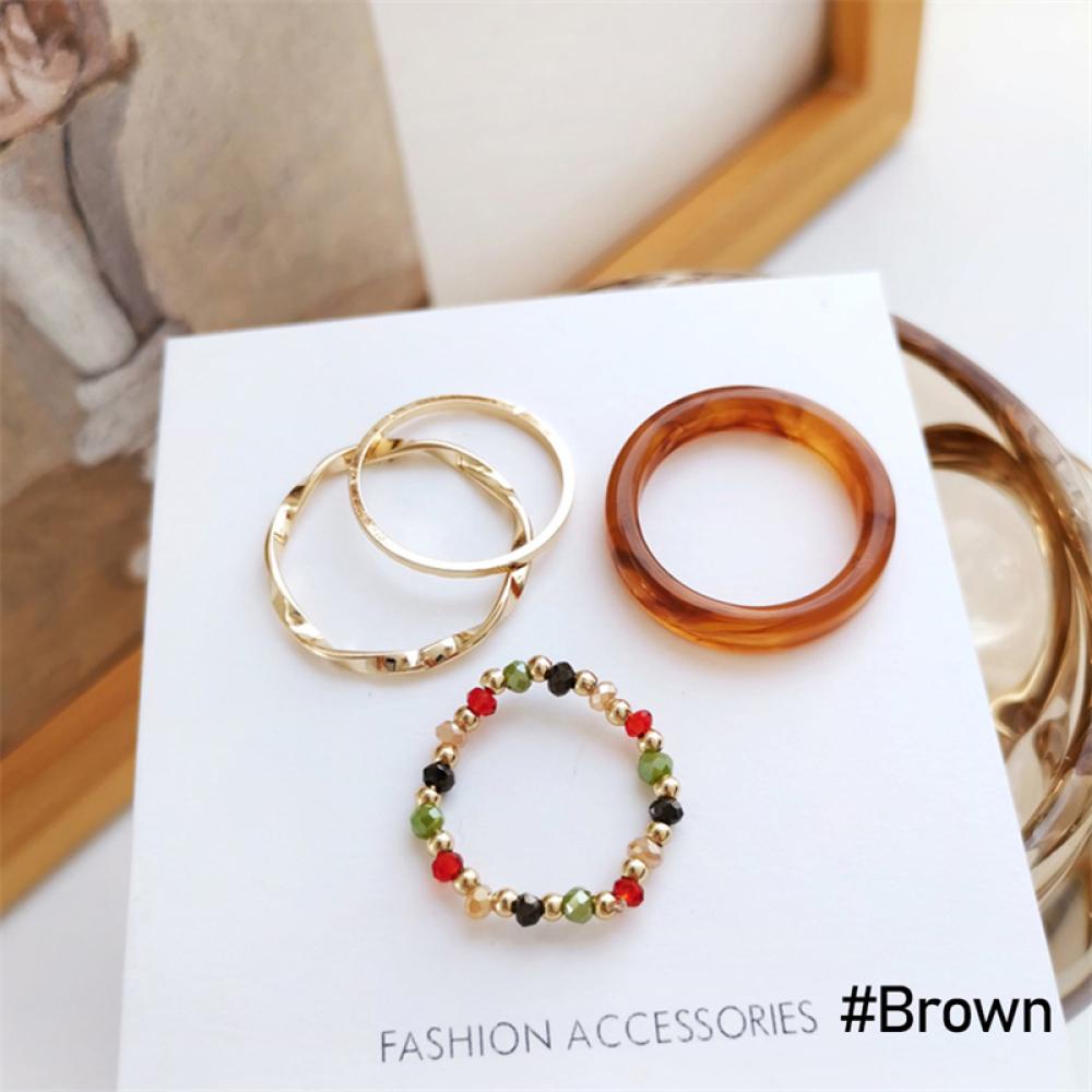 Set 4 Nhẫn Thời Trang Mùa Hè Đơn Giản Phong Cách Vintage Cho Nữ H4Z9