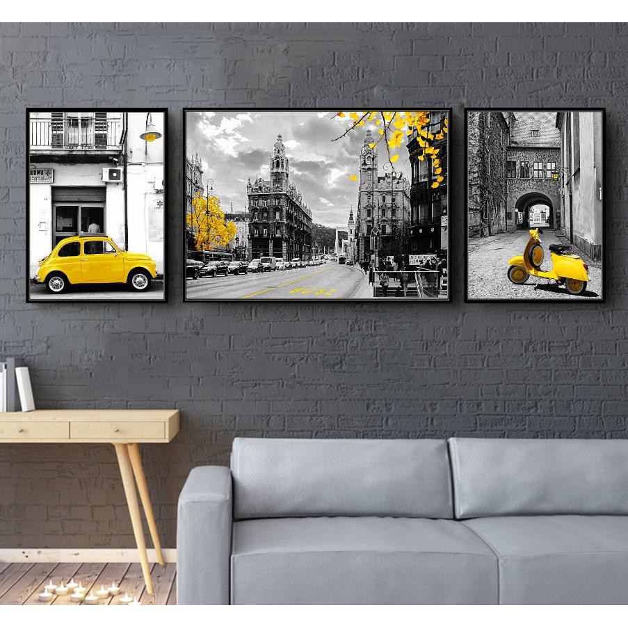 Tranh hiện đại phong cách Bắc Âu canvas treo tường trang trí phòng khách Vintage nghệ thuật decor phòng ngủ A6