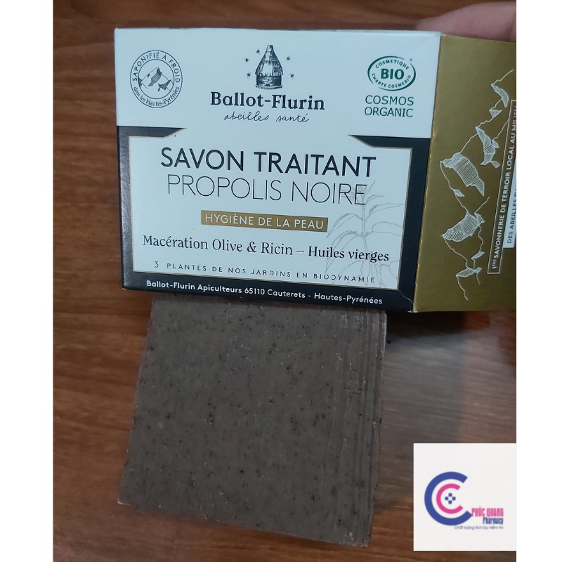 Xà bông keo ong hữu cơ Pháp Savon Traitant Propolis Noire 100g