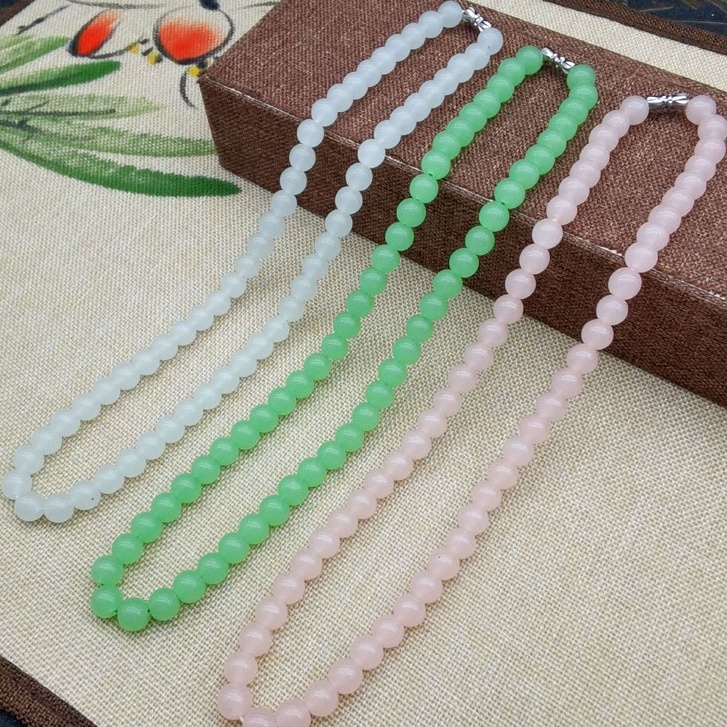 Vòng Tay Đá Ngọc Bích Trắng Phong Cách Trung Hoa