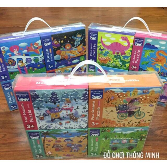 Set 4 hộp xếp hình PUZZLE nhiều cấp độ cho bé - Đồ chơi trí tuệ