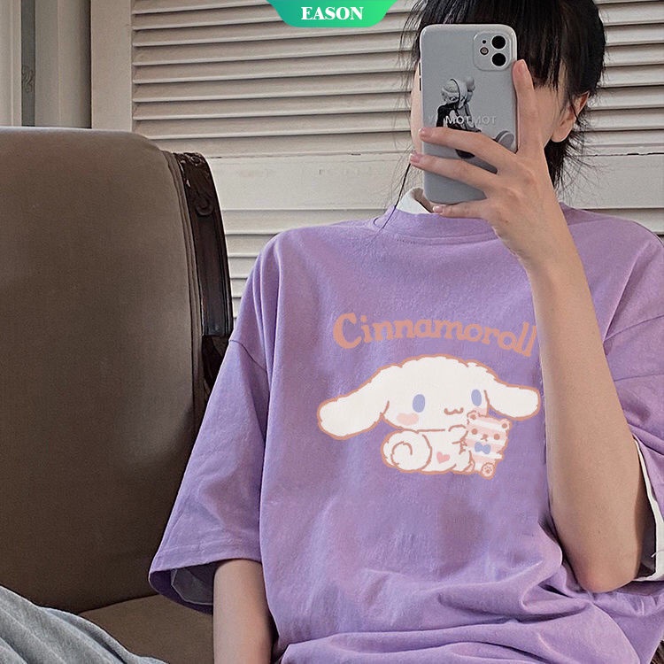 Dễ Thương Áo Thun Tay Ngắn Dáng Rộng In Hình Chú Chó Cinnamoroll Đáng Yêu Thời Trang Mùa Hè Cho Nữ