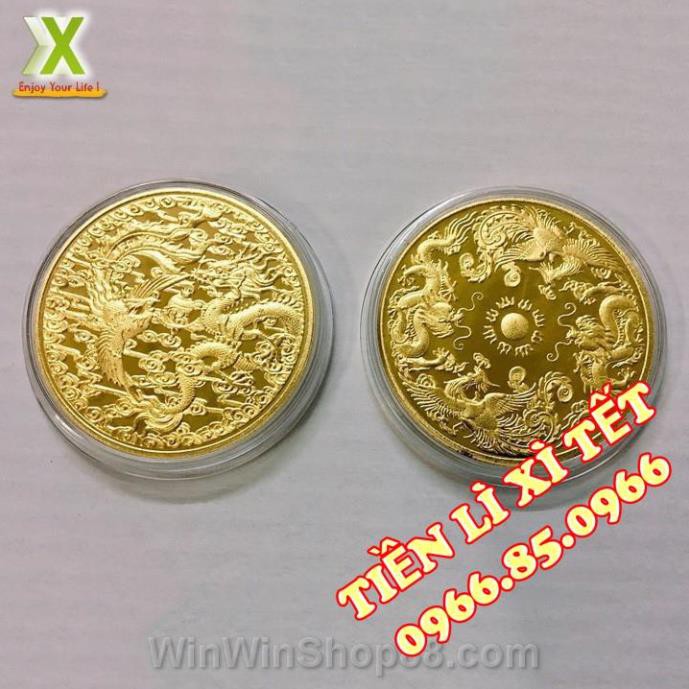 [Trợ Giá] Đồng xu Long Phụng sum vầy may mắn phong thủy tài lộc