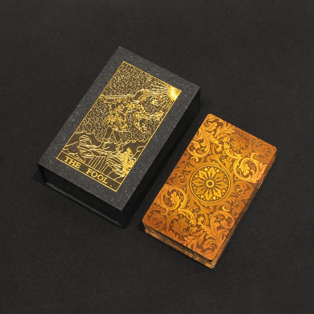 [Bài Nhựa Size Gốc] Bộ Bài Tarot Gold Foil Cao Cấp Waite Borderless Chất Liệu PVC Chống Nước  The Fool Hộp Cứng F3