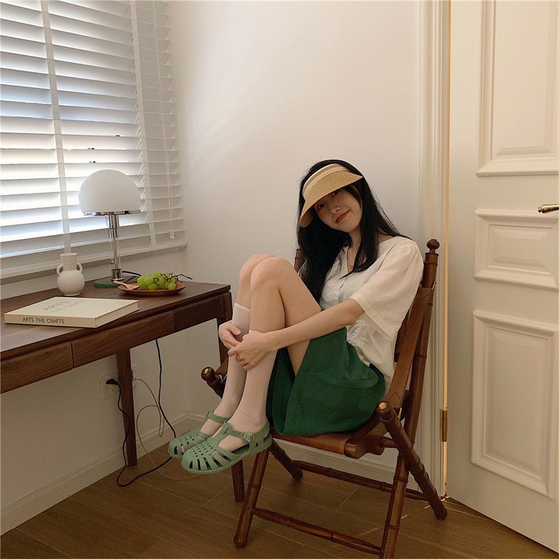 Xăng đan Nữ Mũi Tròn Đế Bằng Chống Thấm Nước