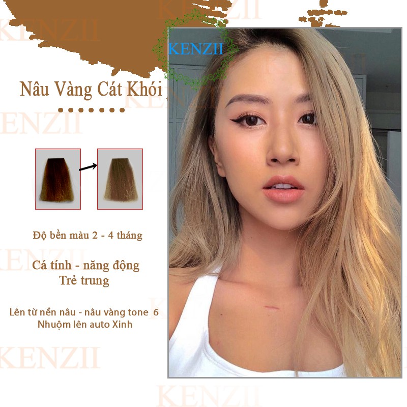 Thuốc nhuộm tóc màu nâu vàng cát khói hàn quốc Kenzii lên từ nền nâu 4 - 5 ( Tặng Trợ Nhuộm ) | BigBuy360 - bigbuy360.vn